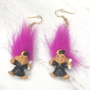Vintage Dangle Graduation Troll Earrings